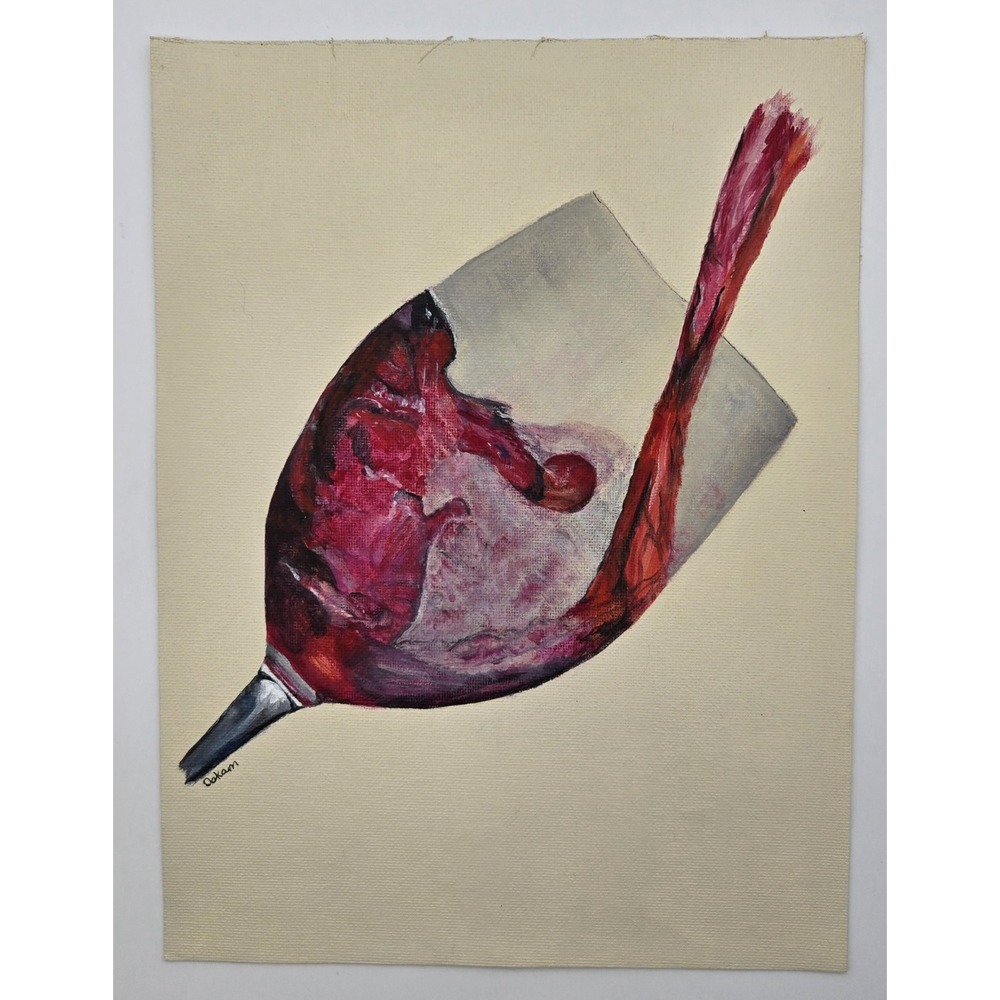 Original Acrylic Painting Red Wine‎ Pour Glass 9x12 Realism Wall Art Canvas